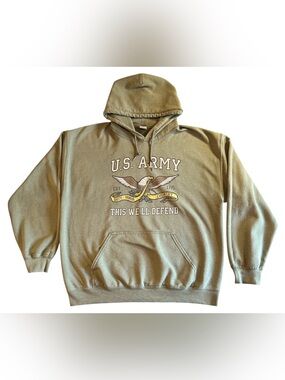 US Army Hoodie Olive Drab Green Size Large - Gildan